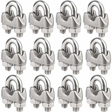 Morsetti per fune metallica M3, morsetti a U in acciaio inox, diametro 3 mm, confezione da 12