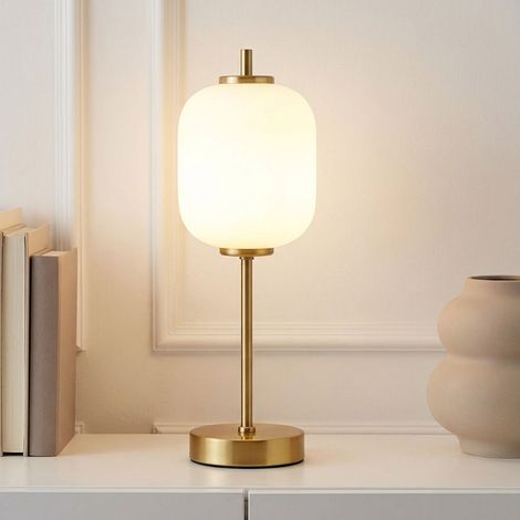 Lampada da tavolo Lampada da comodino Lampada da tavolo in ottone Lampada da soggiorno in vetro opalino H 40 cm