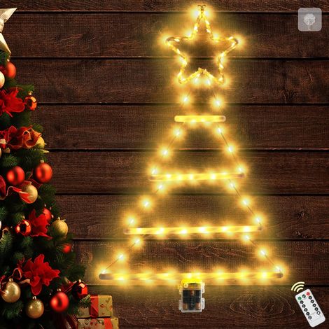 Lumiere Noel Exterieur, 67cm LED Échelle de Sapin de Noël Lumineux, Étanche Échelle Guirlande Lumineuse a Piles avec Minuterie, Decoration Noel Intérieur Extérieur Fenêtre, 8 Modes (Chaude) (1/5)