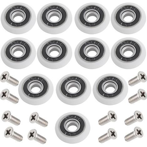 Duschkabinenrollen, 12er-Pack, 23 mm, für Schiebetüren. Rollen inklusive Schrauben für Schiebetüren. (1/4)