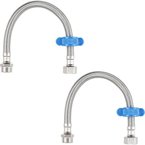 Lot de 2 rallonges de tuyau flexible BSP 1,27 cm mâle vers BSP femelle 1,27 cm en acier inoxydable tressé pour robinet de toilette/robinet (1/5)