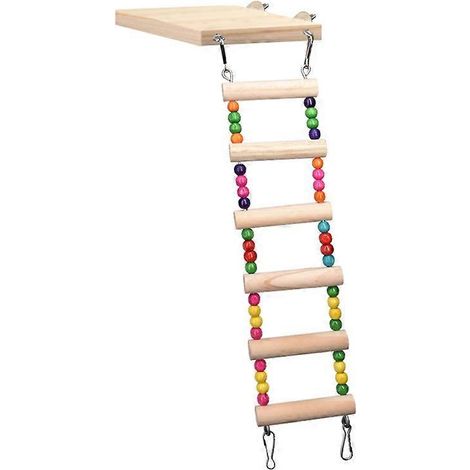 Échelle en bois pour perroquet, hamster, jeu d'escalade et balançoire, accessoire pour oiseaux, pont suspendu, perchoir d'exercice, plateforme pour cage (6 échelons).