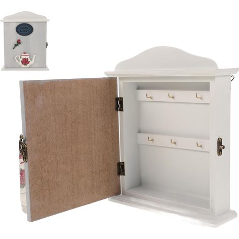 Porte-clés Mural en Bois Rustique avec Crochets – Boîte de Rangement Multifonction pour Clés et Bijoux – Support Décoratif pour Entrée, Couloir, Chambre ou Bureau – Organisateur (1/5)
