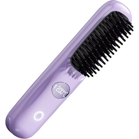 Kompakter, wiederaufladbarer, kabelloser Stylingkamm, schnell aufheizender ABS-Haarglätter für Ponyfrisuren, Reisen und kurzes Haar (rosa) (1/5)