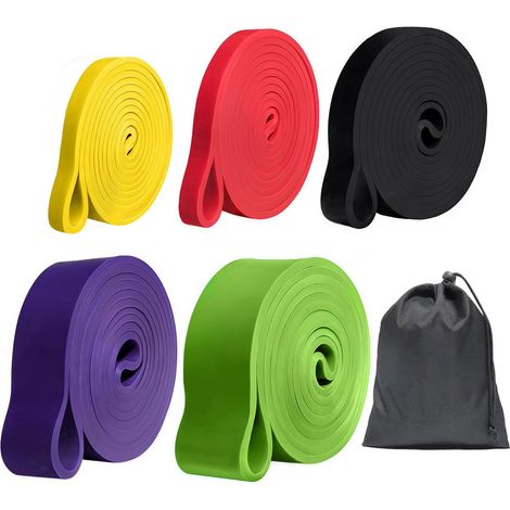 Bandes de résistance, Bande Élastique Musculation avec 5 Niveaux différents, Bande de Gymnastique pour Hommes et Femmes, Bande de Fitness pour Yoga, Pilates, Musculation, physiothérapie (1/5)