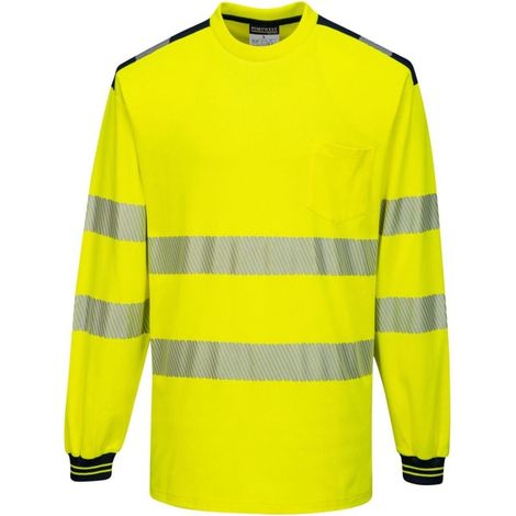 T-Shirt de travail manches longues haute visibilité bicolore Portwest PW3 Jaune / Noir L