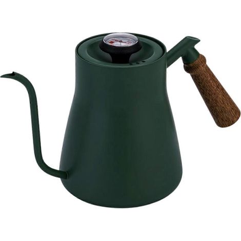 Bouilloire à café manuelle à poignée en bois verte (1/5)