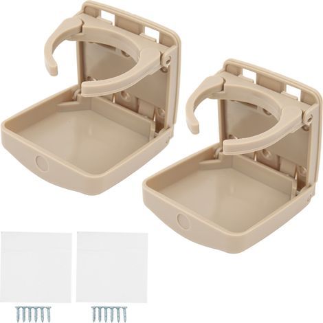 2-piece foldable car cup holder, vehicle door drink holder with screws for boat, SUV, marine use, beige (HF-PAB) (1/5)