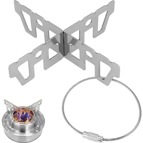 Support de casserole en forme de croix en acier inoxydable, accessoire pour réchauds de camping, réchauds de randonnée, réchauds à gaz, réchauds à alcool, cuisine en plein air, pique-niques - Crezuo (1/4)