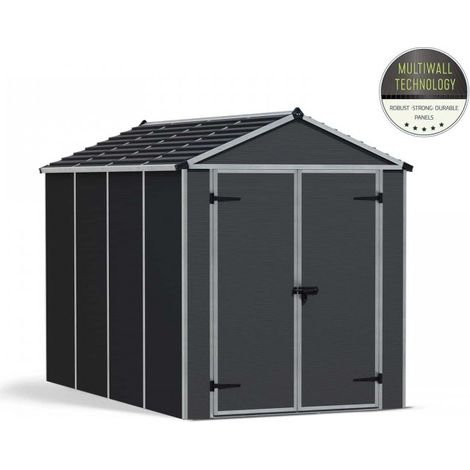 Rubicon Shed 6 x 10 Dark - Polycarbonate - L303.6 x W185 x H217 cm - Dark Grey