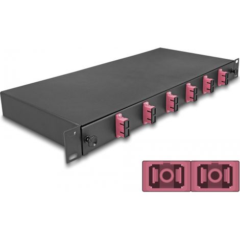 Delock Caja de empalme de fibra Ã³ptica de 19 6 x SC Duplex OM4 1U completamente montada lista para empalmar