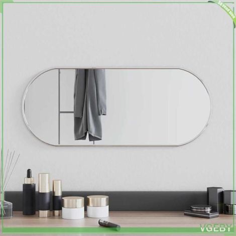 348190 Miroir mural Argenté 60x25 cm Ovale (1/5)