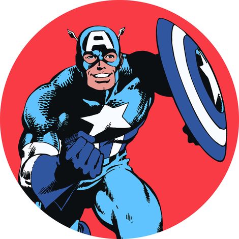 Papier peint rond auto-adhésif - Marvel PowerUp Captain America - Diamètre 125 cm (1/3)
