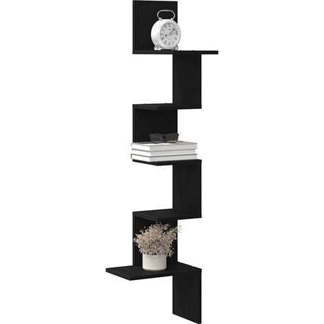 vidaXL Scaffale Angolare Muro Nero 32x32x127,5 cm Legno