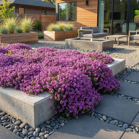 Bloomique - Lot de 6 - Thymus Red Carpet - Thym rouge - Rustique - Vivace - Couvre-sol - Persistant - 10-20 cm hauteur - Pot 9 cm