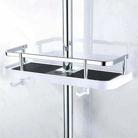 Cesta de ducha ajustable para montaje en pared, cesta de almacenamiento para baño/cocina, se acopla a la manguera, cesta de ducha de metal resistente a la corrosión, práctico estante de almacenamiento