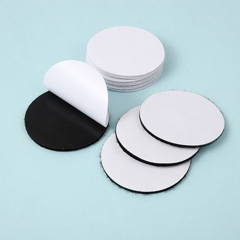 Sollbry 10 Paires de Scratch Autocollant Double Face Rond - 5cm Adhésif Bande Puissant et Extra-Fort pour Tapis et Canapés (Noir) (1/5)