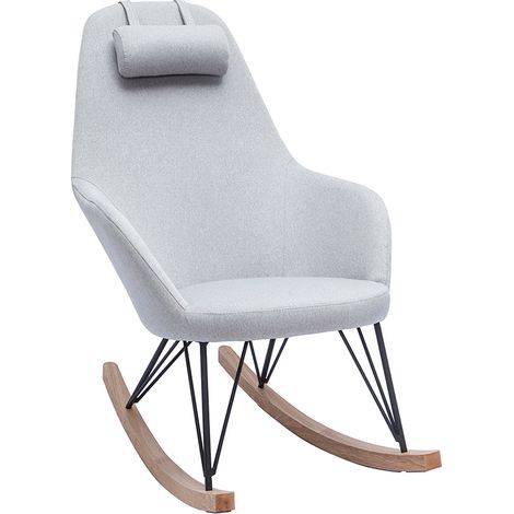 Relax-Sessel - Schaukelstuhl Stoff Grau Füße Metall und Esche JHENE