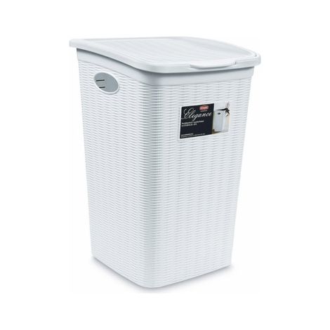 Cesta Portabiancheria tipo Rattan elegance bianco stefanplast 50 litri (1/10)