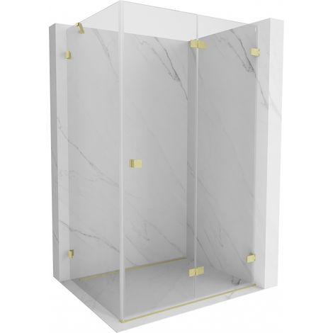 Mexen Lunar-F Klappbare Duschkabine rechts 95 x 80 cm, transparent, gebürstetes Gold - 836-095-080-55-00-P