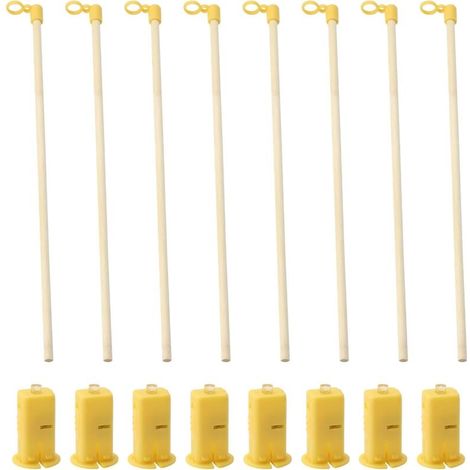 Lot de 8 bâtons de lanterne LED et lumière de lanterne DIY pour enfants - Bâton de lanterne en bois avec LED jaune chaud - Mini lanternes décoratives pour Halloween - Bâton de lanterne St