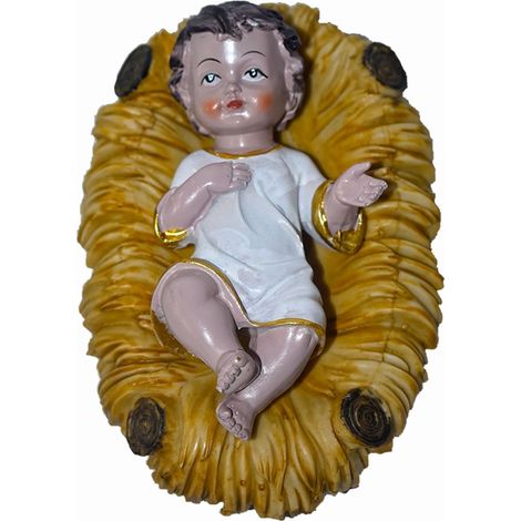 Gesu' bambino con culla in poliresina bambinello di natale addobbi natalizi presepe da cm 19 ottima idea regalo (1/5)