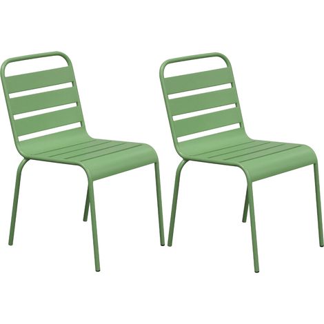 Lot de 2 chaises de jardin en métal vert - BACA