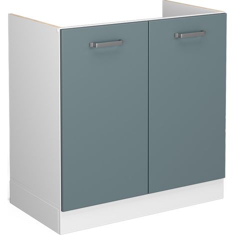 Mobile lavello cucina R-Line, Grigio-blu, 80 cm senza piano di lavoro, Vicco