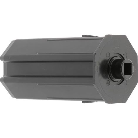 Embout de tube de volet roulant octogonal en PVC noir Fenêtre Sortie Baie vitrée Store, pour tube octogonal de 60 mm sortie carré de 10 mm avec nez Ø 18 mm (1/2)