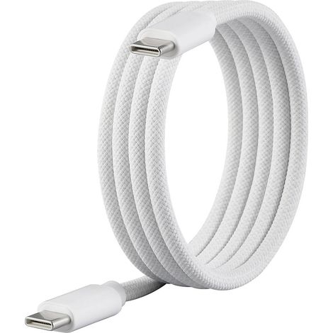 Renkforce Câble USB USB 2.0 USB-C® mâle, USB-C® mâle 1.00 m blanc avec enroulement magnétique, gaine textile RF-6437918 A960303 (1/5)