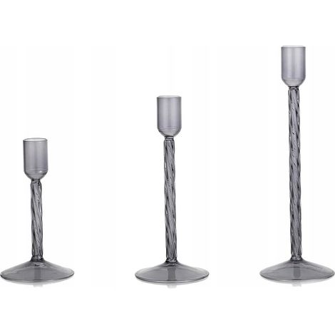 Set di 3 eleganti candelieri decorativi in vetro. (1/5)