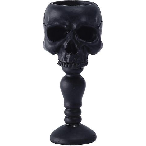 Totenkopf-Kerzenhalter für Spitzkerzen, Kerzenständer, Figur, Wohnzimmer, Esszimmer und Zuhause, Partydekoration-Black (1/5)