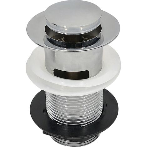 Chrome Slotted Basin Sink Tap Push Pop Up Click Clack Brass Waste Plug (1/3)