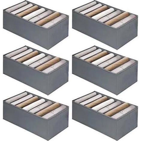 Conjunto de armario plegable de 6 piezas con 7 compartimentos de soporte. Ideal para guardar ropa. (1/4)