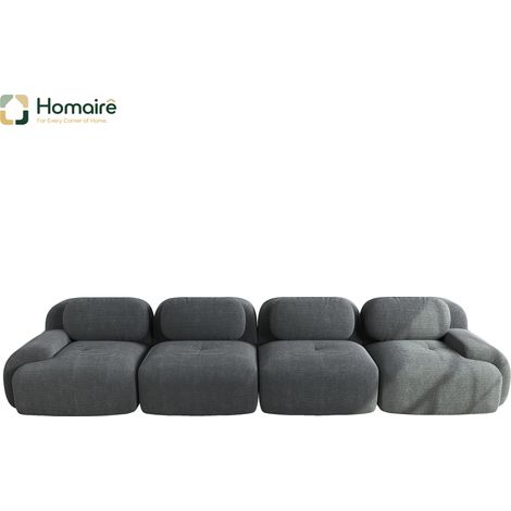 Canapé modulable en velours côtelé gris avec accoudoirs 388 x 103 x 75 cm HOMAIRE (1/4)