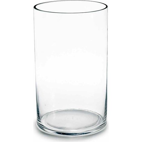 Vases cylindriques en verre transparent à bord vif, design élégant, lot de 3, diam. 15 cm x H. 25,5 cm