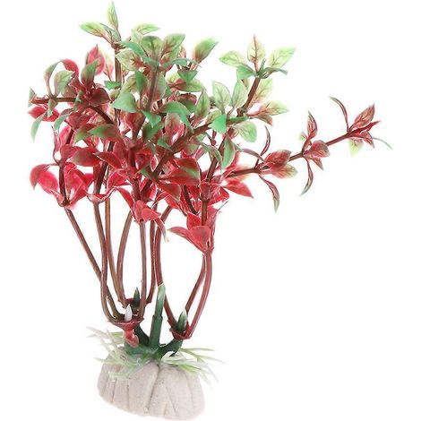 Décor d'aquarium plante aquatique sous-marine avec piédestal pour réservoir poissons ornements, couleurs vives 11 cm. (1/4)