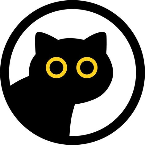Runder Autoaufkleber schwarze Katze mit gelben Augen, wetterfest, kratzfest (1/5)