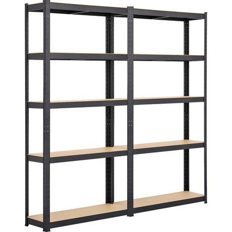 Lot de 2 Étagères de Garage Capacité 875 kg 90 x 30 x 180 cm Noir (1/5)