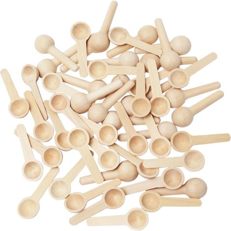 50 Pièces Mini Cuillère en Bois Petite Cuillère à Sel Cuillère à épices en Bois Petites Cuillères en Bois Cuisine Ronde pour Sucre Crème Glacée Café Thé Cuisson Condiment(6.8 x 2.4cm) (1/5)