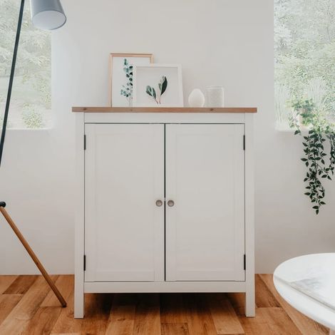 CALICOSY - Buffet 2 portes L80 cm - Décor Blanc - BERGEN (1/5)