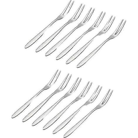 Lot de 12 fourchettes à dessert, mini fourchettes à salade et fruits de 13 cm en acier inoxydable, fourchettes de dégustation et fourchettes à cocktail (1/5)