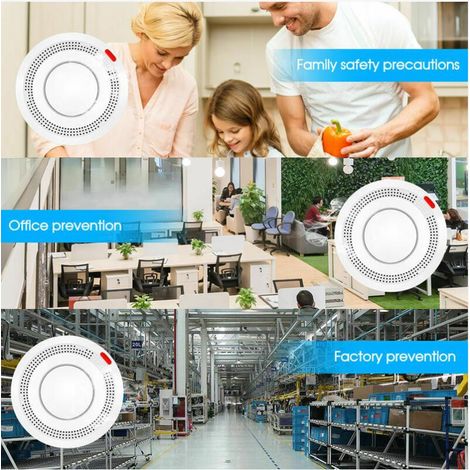 Détecteur de fumée WiFi capteur d'alarme incendie intelligent système de sécurité sans fil Tuya Smart Life contrôle APP (1/4)