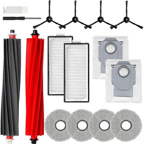 Pièces de rechange pour aspirateur robot Roborock Qrevo Master : brosses latérales principales, filtres HEPA, sacs à poussière et lingettes de nettoyage. (1/5)