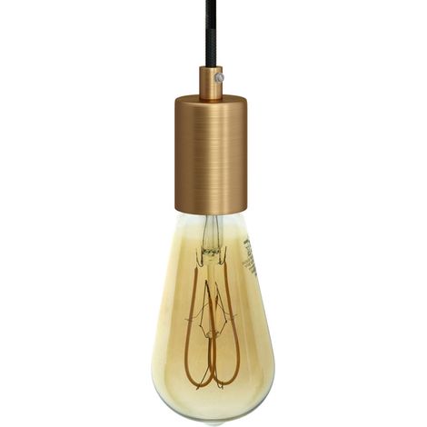 creative cables - Lampada a sospensione Made in Italy completa di cavo tessile e finiture in metallo satinato