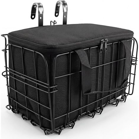 Panier Velo Avant avec Pochette Intérieure Amovible - Porte Chien Velo Pliable Métal - Grand Panier Avant Vélo Electrique pour Hommes Femmes - Accessoires Vélo pour vélos électriques VTT vélos Ville (1/5)
