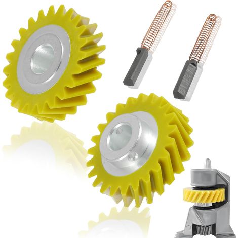 Set of 2 replacement worm gears for W10112253 mixer, compatible with Whirlpool Kenmore 4162897, 4161531, WPW10112253, 4169830, WPW10112253VP, 5K5SS, 5KPM5, (carbon brush included)