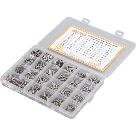 Jeu de 884 pièces comprenant vis, écrous, rondelles et clés M2 M3 M4 M5 à six pans creux demi-ronds (1/5)