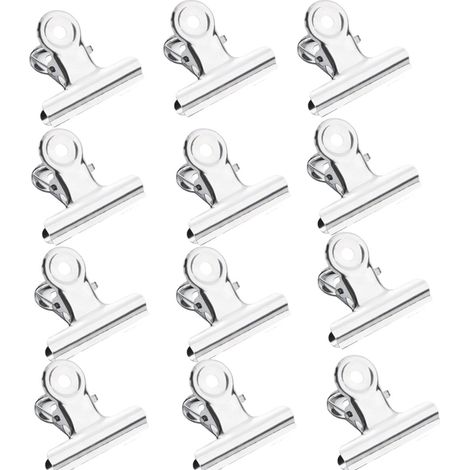 12 stuks - Vershoudclipjes - metaal klemmetje - zilver - Afsluitclips - Voor afsluiten voedsel - Snackclip vershoudknijper - 50mm - voor Koffie Kantoor Keuken Thuis[CC] (1/3)