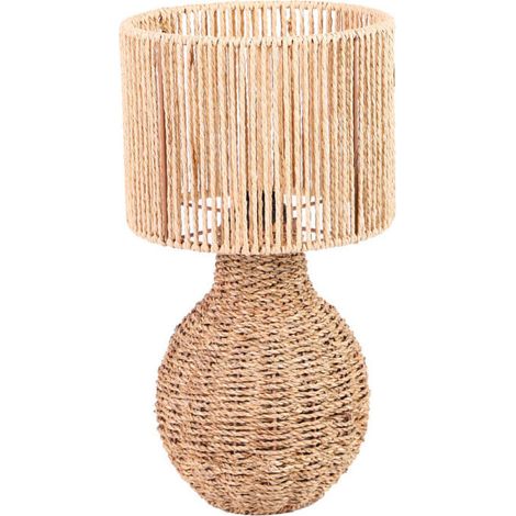Lampe de table "Gina" en corde et algue marine - Beige - D 23 x H 41 cm - Livraison gratuite